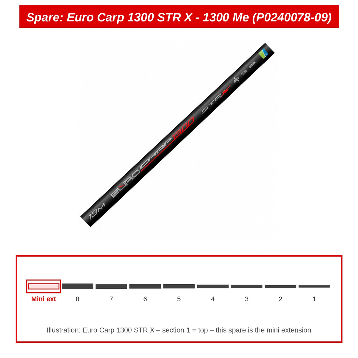 Preston Mini-verlengdeel 1300 voor Euro Carp 1300 STR X vaste hengel – P0240078-09