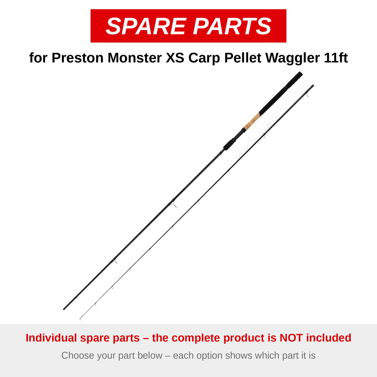 Preston Monster XS Carp Pellet Waggler 11ft Sections – onderdelen (P0060013)