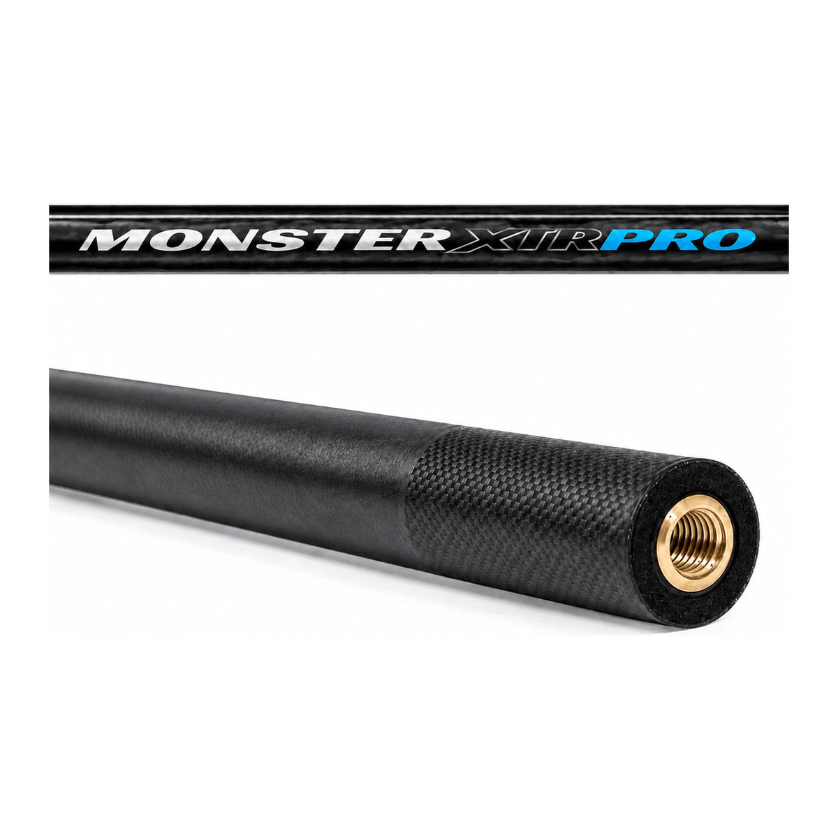 Preston Monster XTR Pro schepnetsteel, modelopdruk en carbon aansluiting met messing schroefdraad