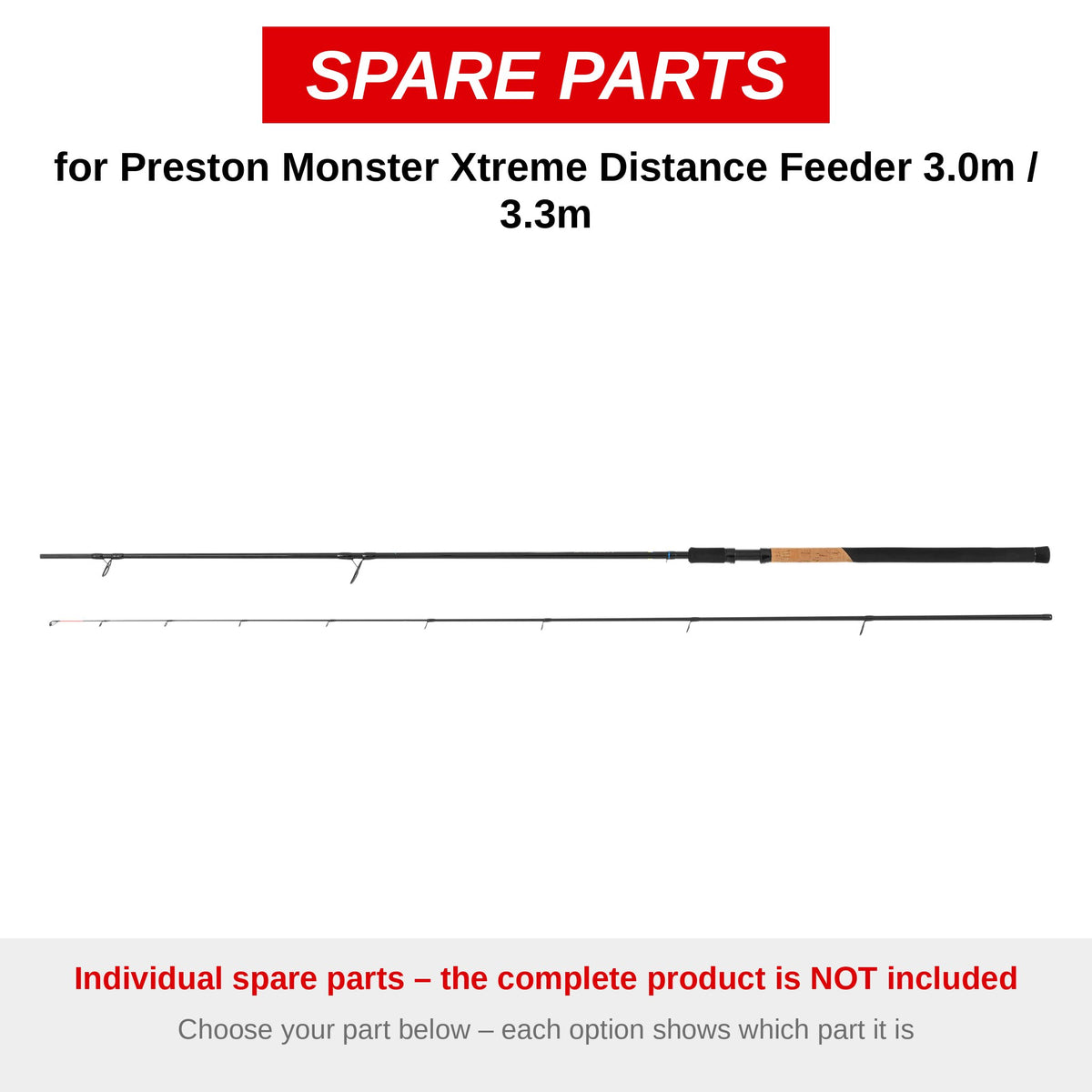 Preston Monster Xtreme Distance Feeder 3.0m / 3.3m Sections – onderdelen (P0070117)