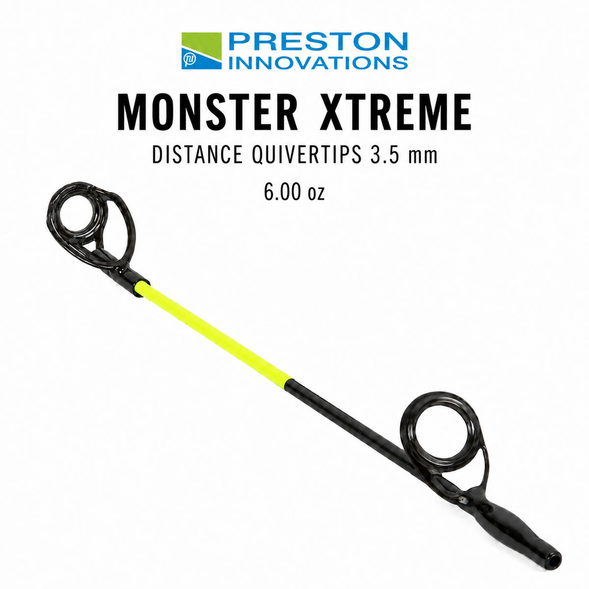 Preston Monster Xtreme Distance Quivertip 6.00 oz, gele feedertop op witte achtergrond