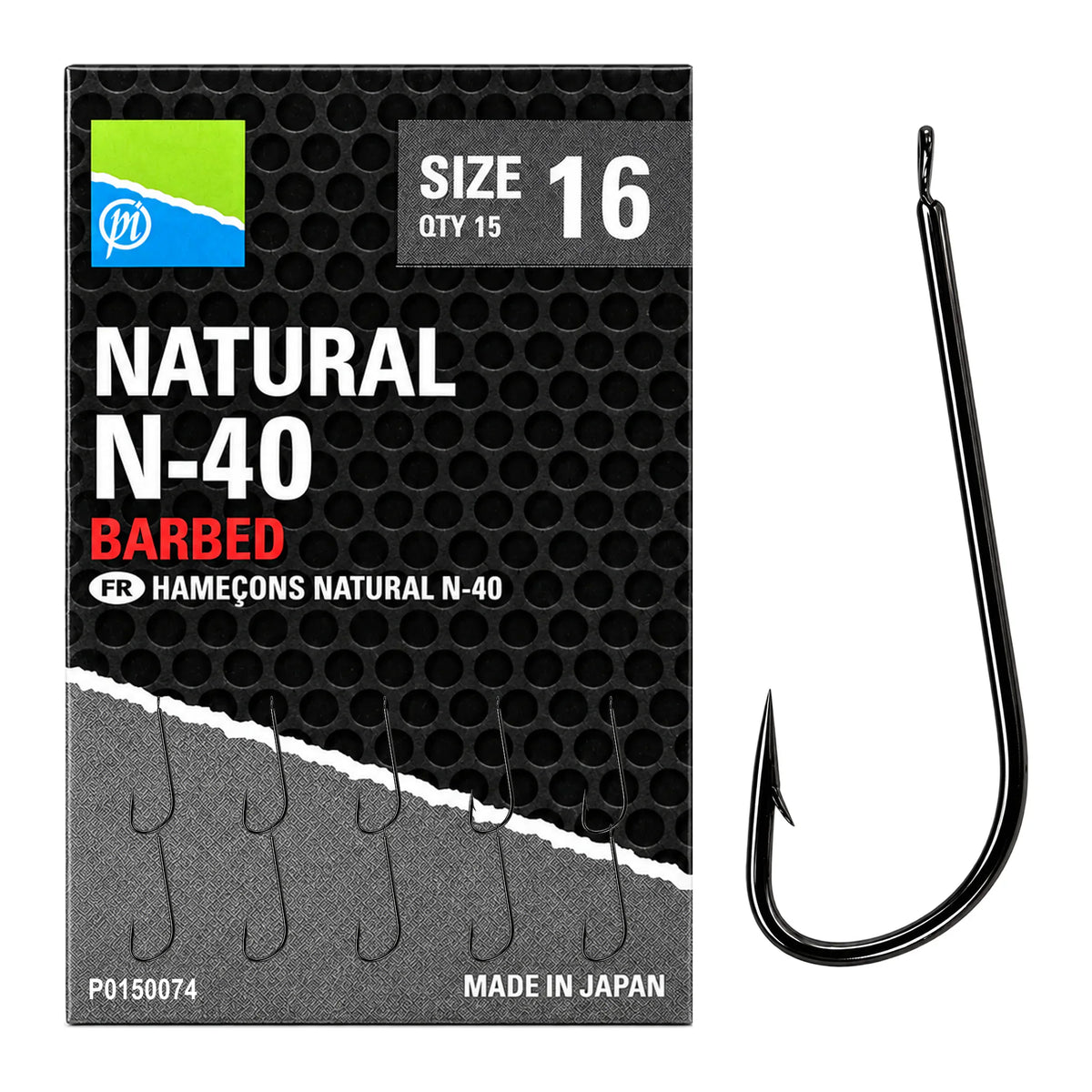 Preston Natural N-40 Barbed – haak met weerhaak, maat 16