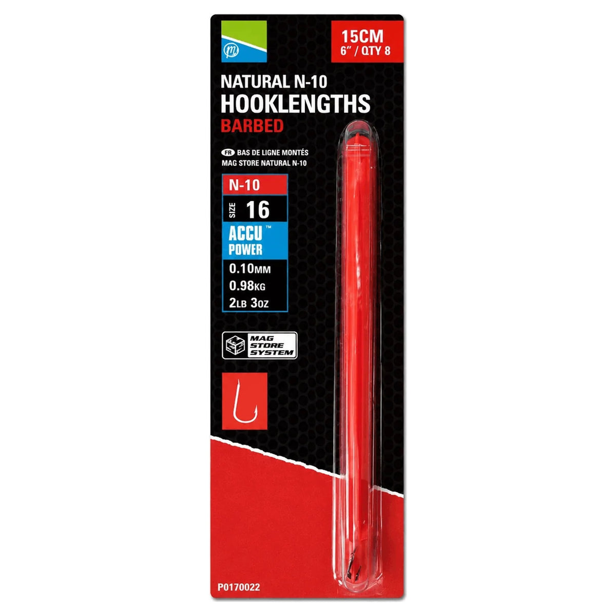 Preston Natural N-10 Hooklengths Barbed 6 inch – 15 cm onderlijnen met weerhaak, haak 16 en 0,10 mm