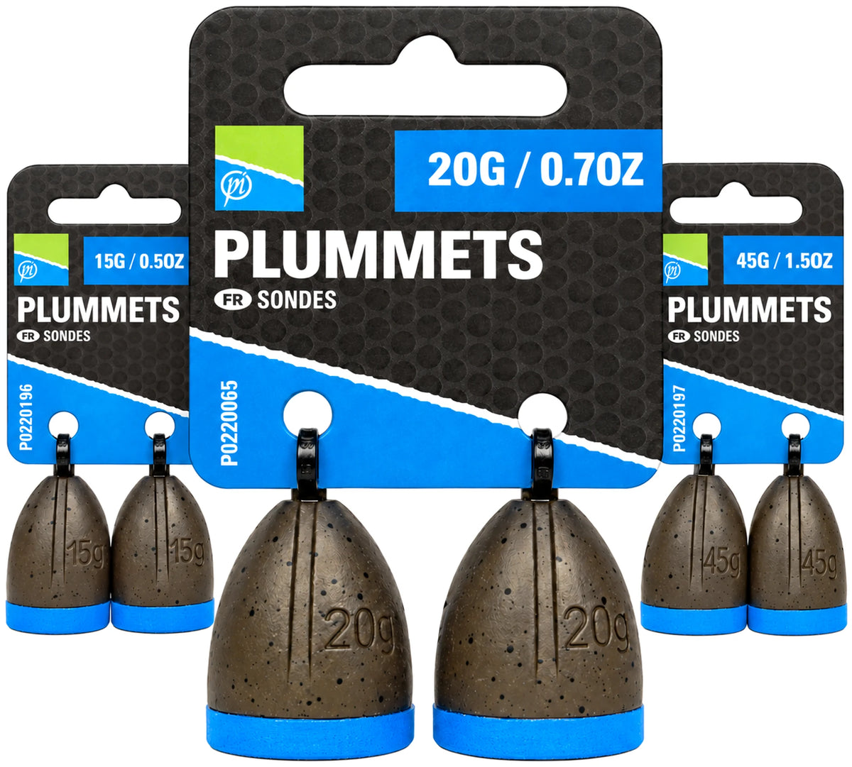 Preston Plummets peillood assortiment 15 20 en 45 gram