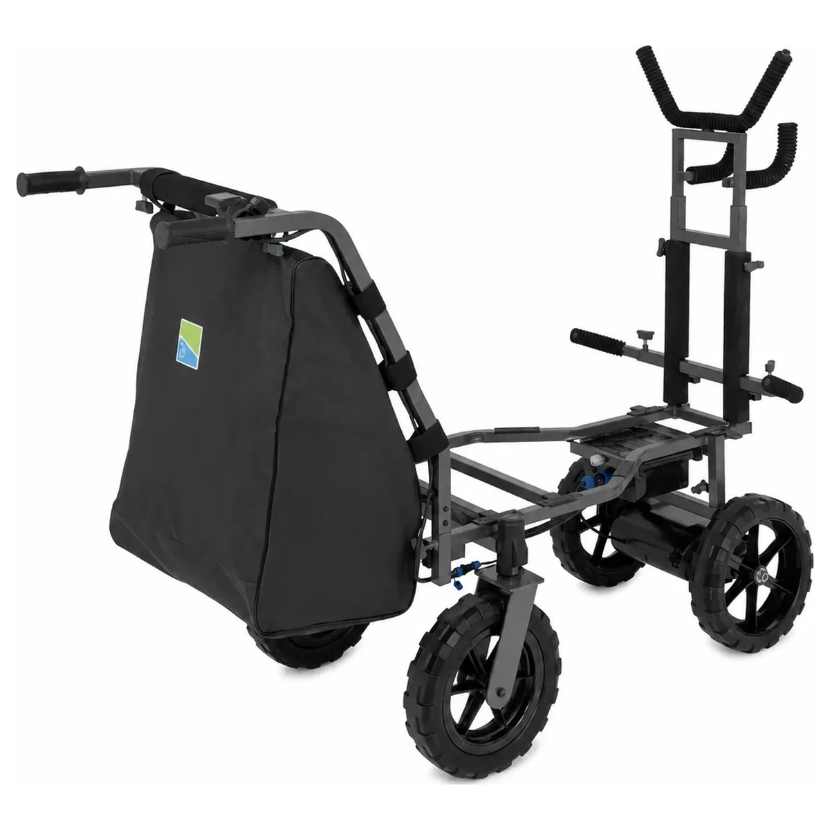 Preston Power Shuttle elektrische transportkar achteraanzicht op witte achtergrond