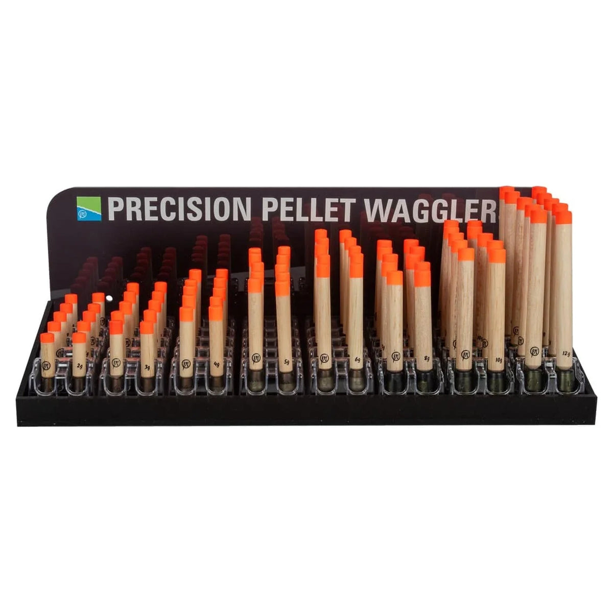 Preston Precision Pellet Wagglers in toonbankdisplay met verschillende draagvermogens