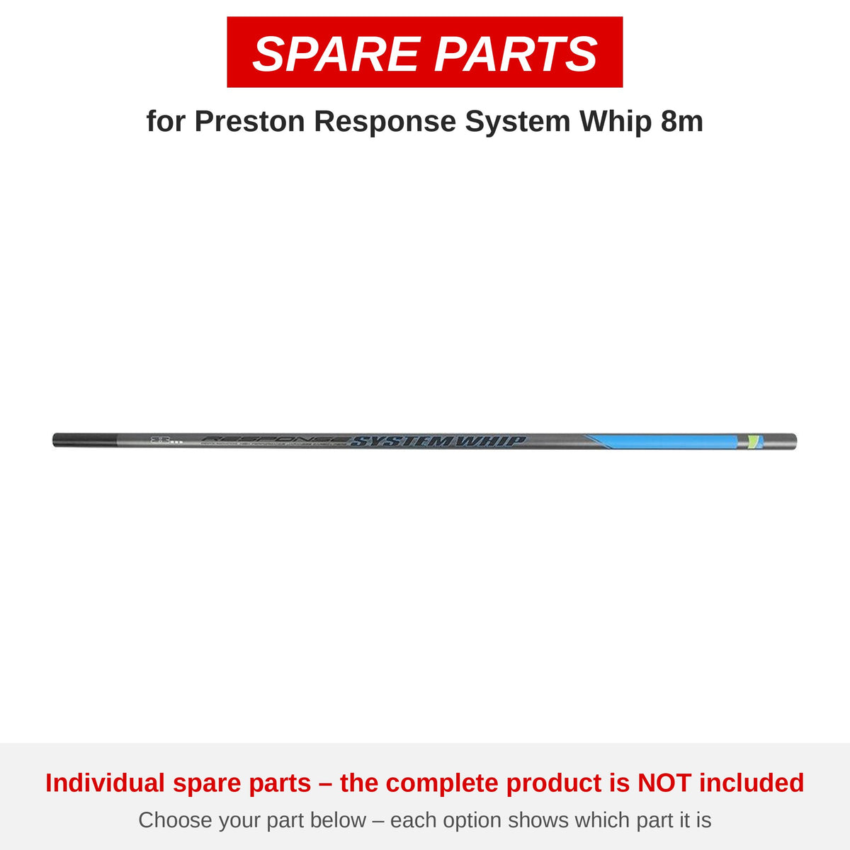 Preston Response System Whip 8m – onderdelen (P6180095)