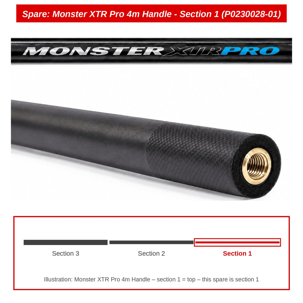 Preston Schepnetsteeldeel 1 voor Monster XTR Pro 4m schepnetsteel – P0230028-01