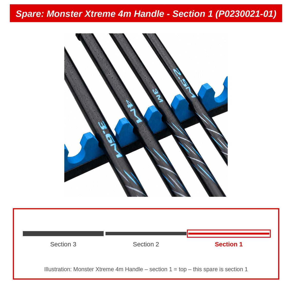 Preston Schepnetsteeldeel 1 voor Monster Xtreme 4m schepnetsteel – P0230021-01