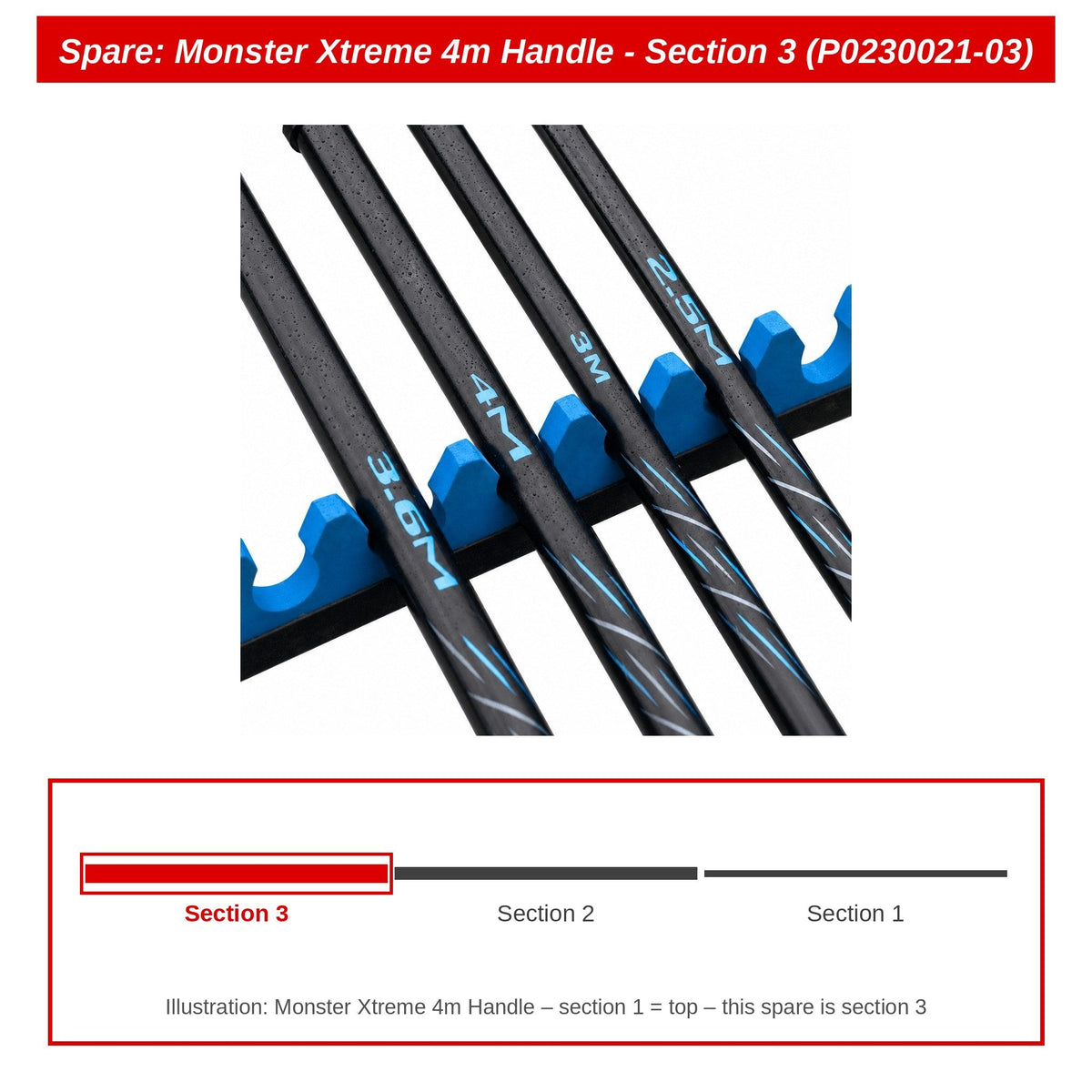 Preston Schepnetsteeldeel 3 voor Monster Xtreme 4m schepnetsteel – P0230021-03
