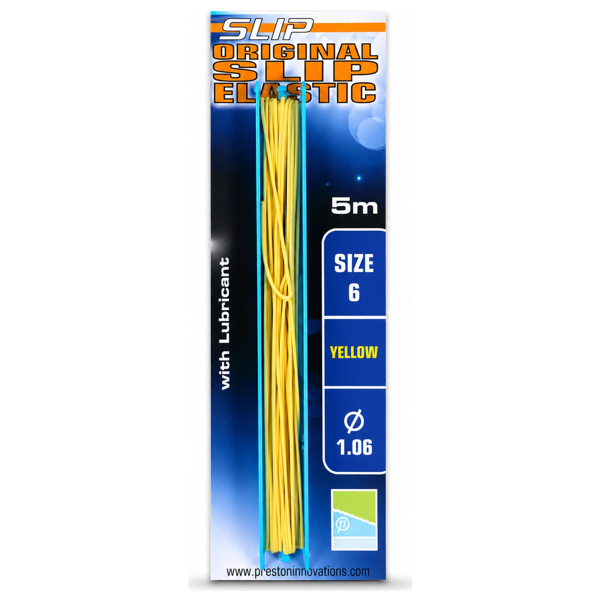 Preston Original Slip Elastic 5 meter geel - maat 6 - 1,06 mm