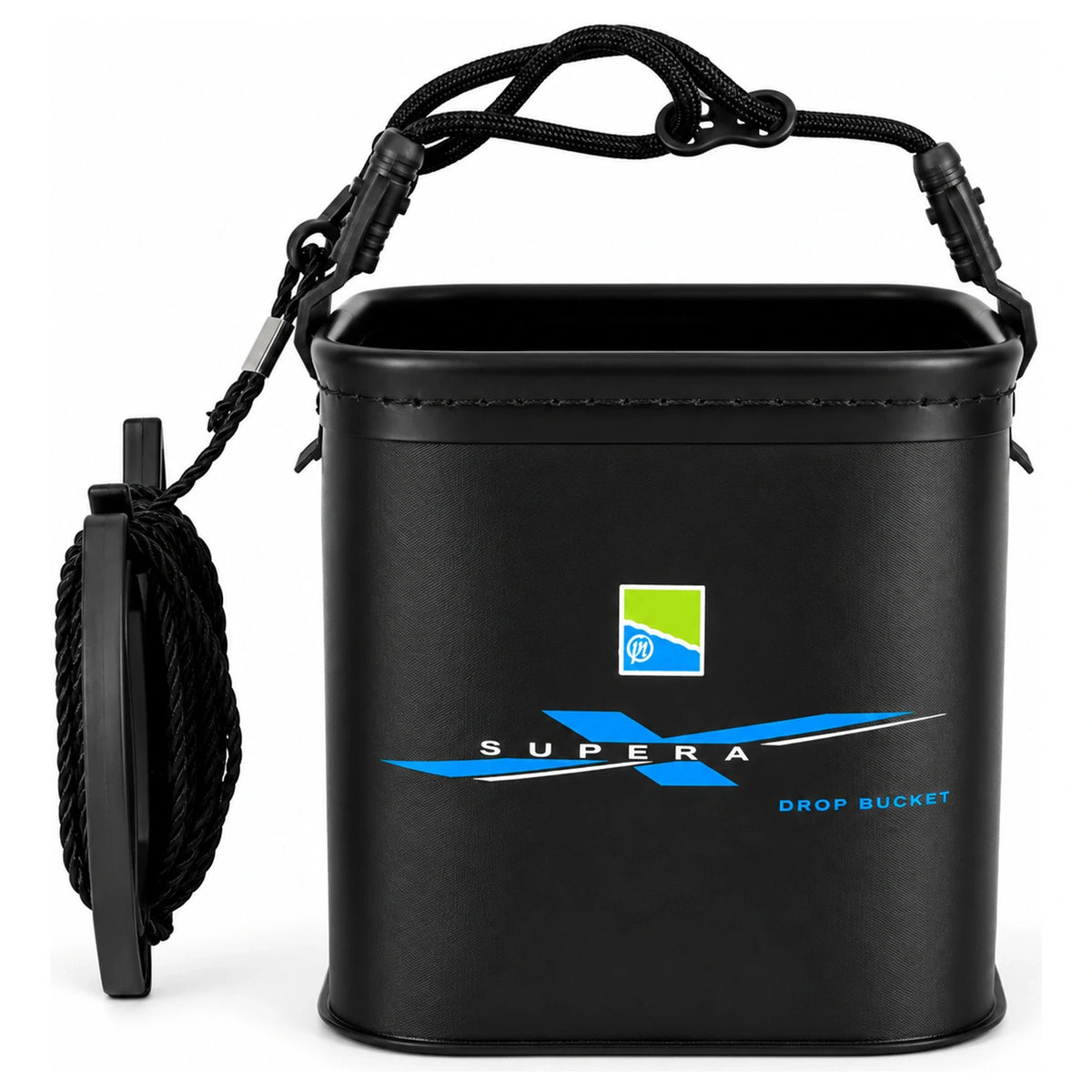 Preston Supera X Drop Bucket zwarte wateremmer met koord en koordhouder