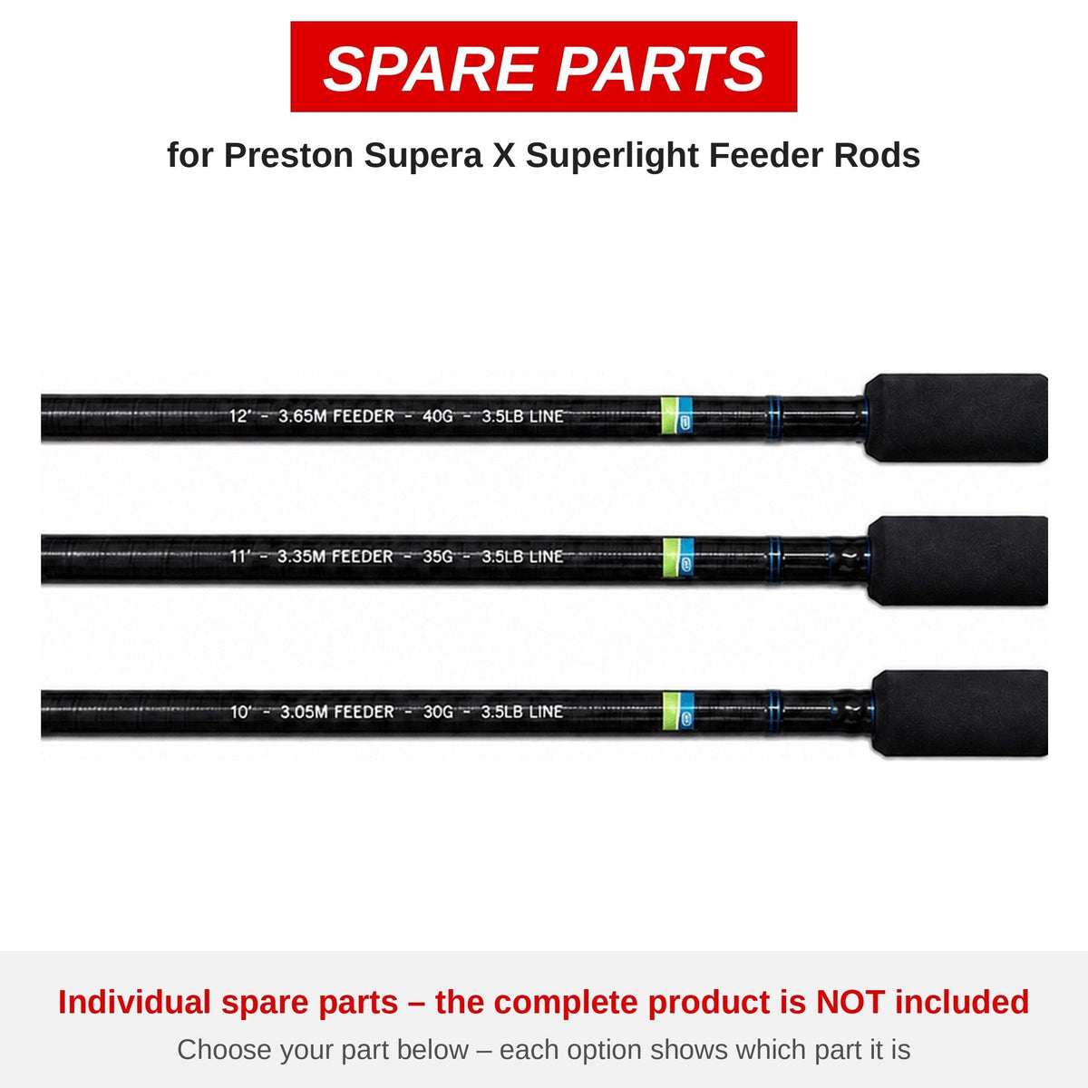 Preston Supera X Superlight Feeder Rods – onderdelen (P0070063)