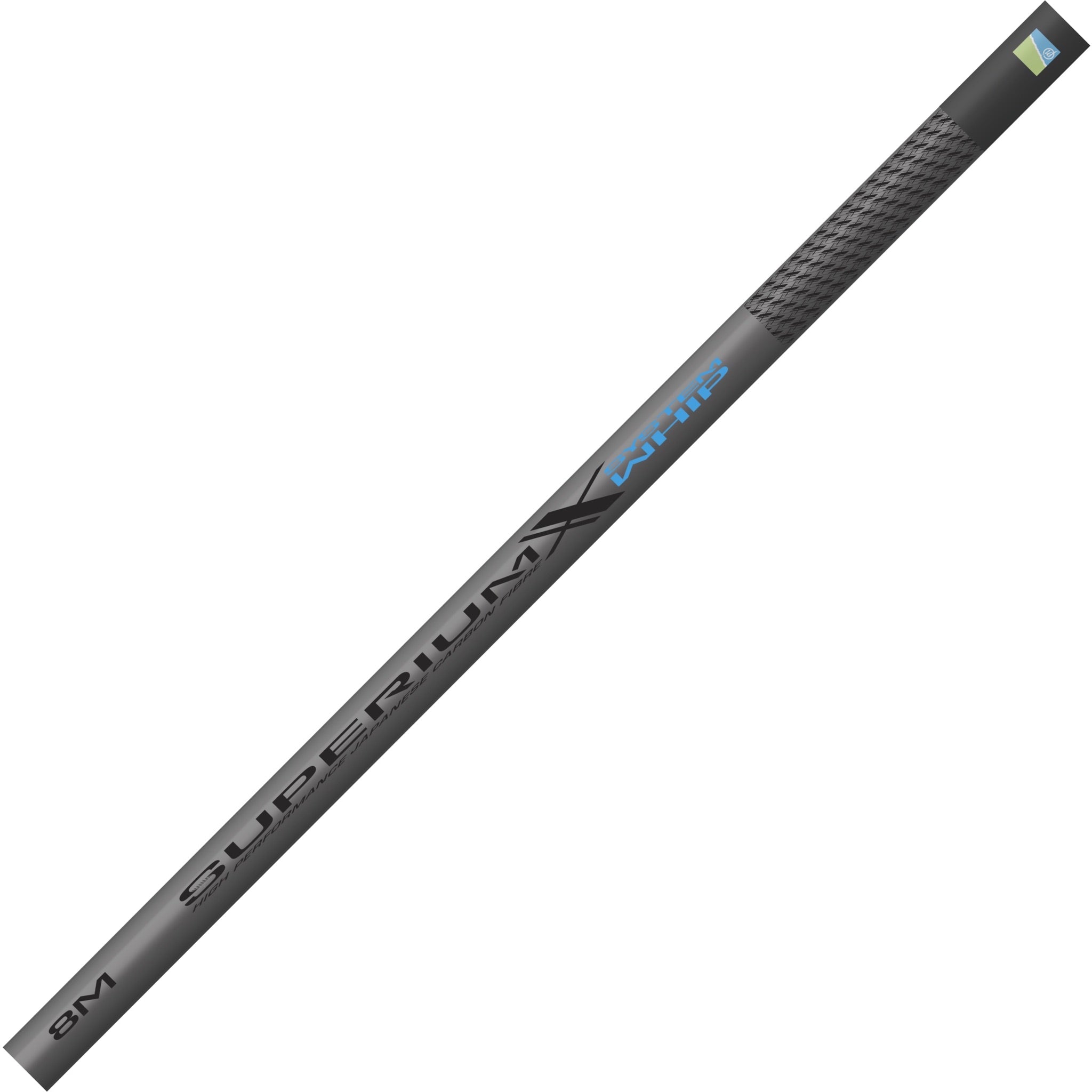 Preston Superium 8m System Whip – diagonale close-up van de modelmarkering op witte achtergrond