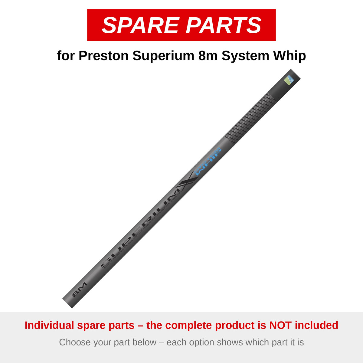 Preston Superium 8m System Whip Sections – onderdelen (P0240103)