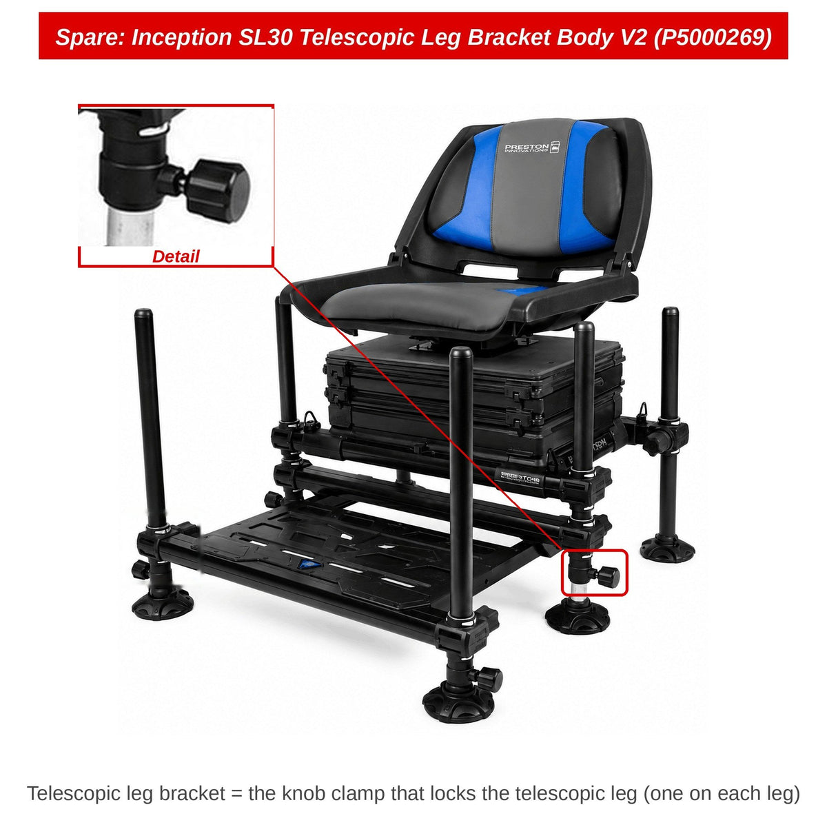 Preston Telescooppootbeugel V2 voor Inception SL30 zitkist – P5000269