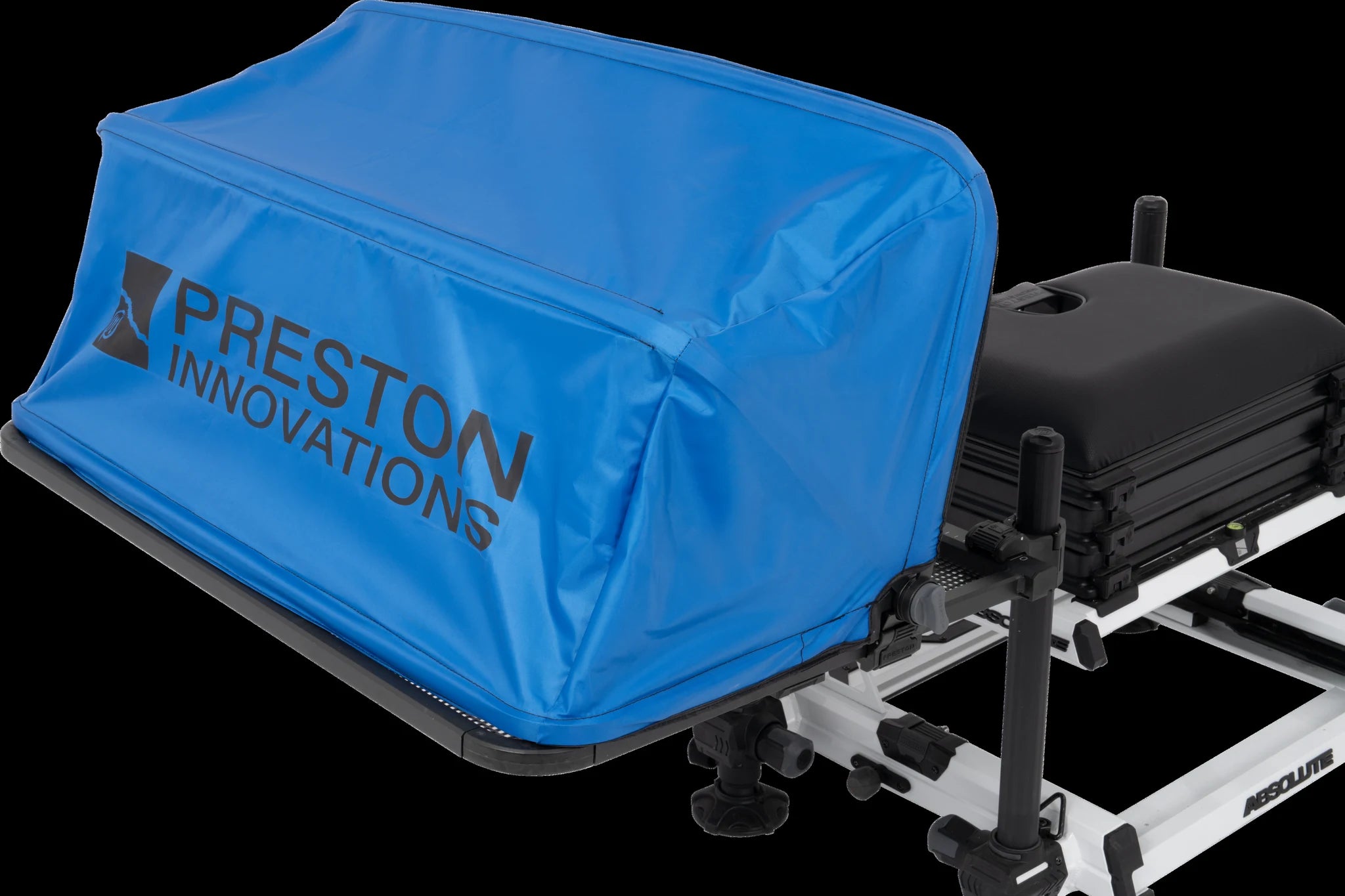 Preston Ventalite XXL Hoodie Side Tray – gesloten blauwe kap op zwarte achtergrond