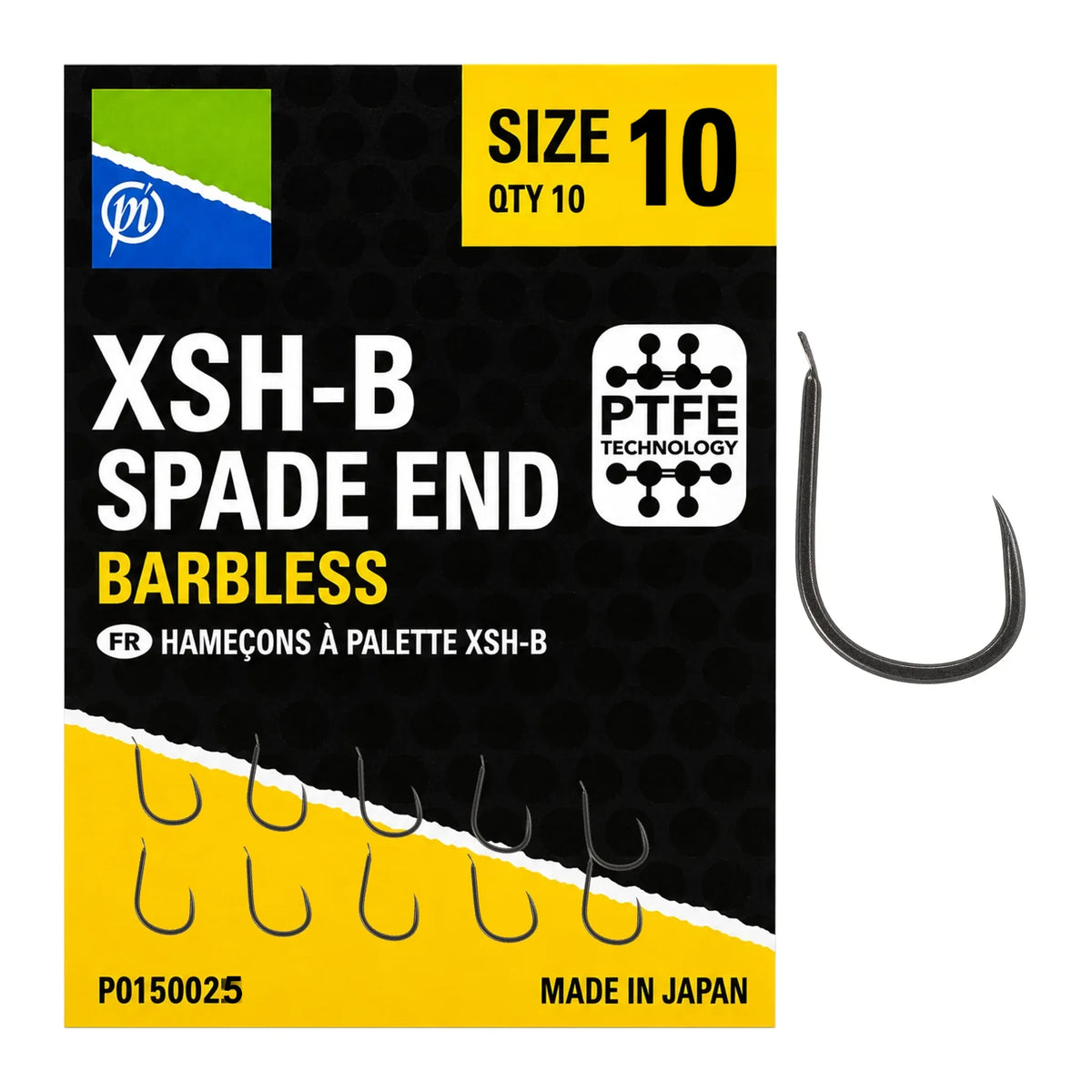 Preston XSH-B Spade End Barbless haak maat 10 – verpakking met 10 haken en losse haak