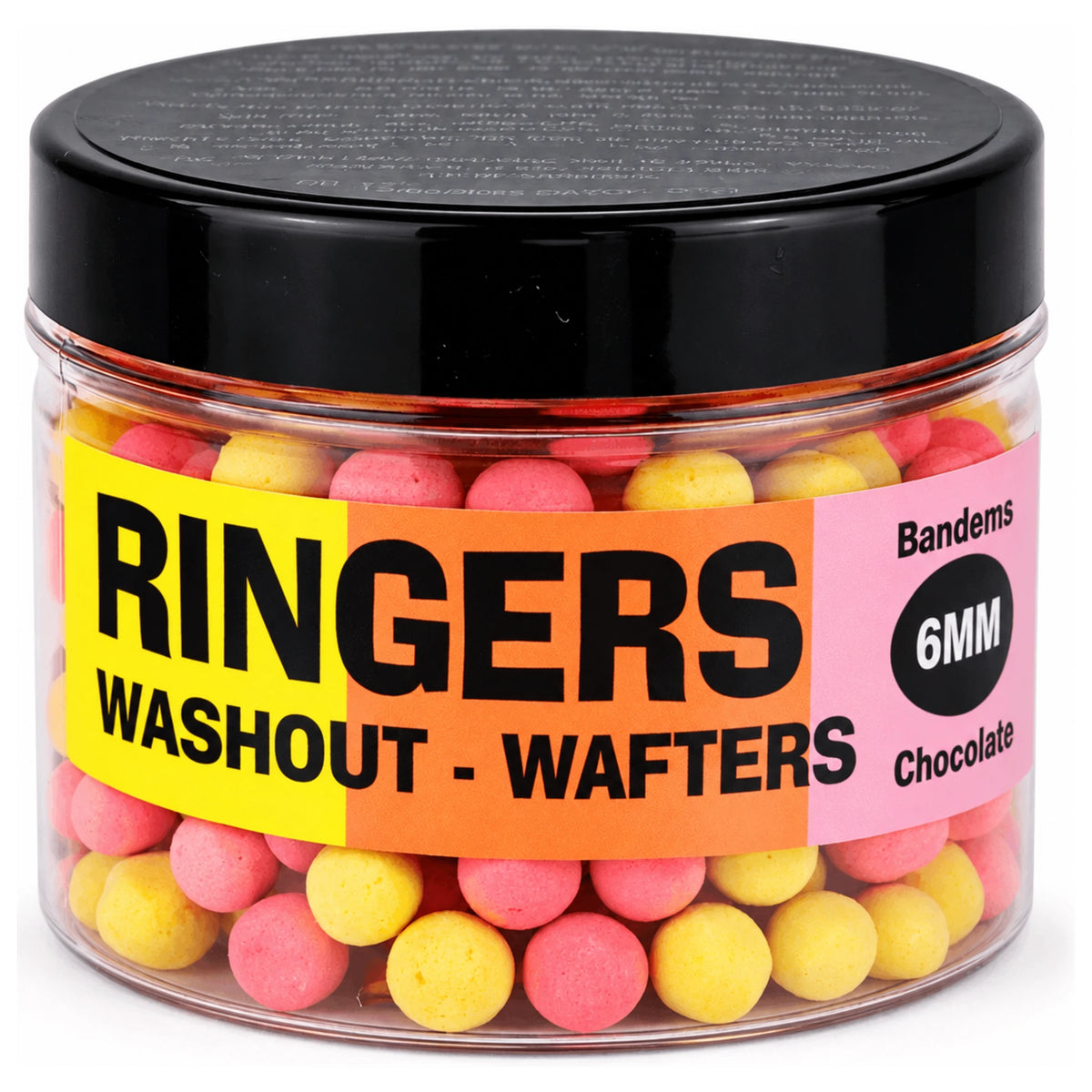 Ringers Washout Wafters in transparante pot met roze en gele wafters en 6 mm-opdruk