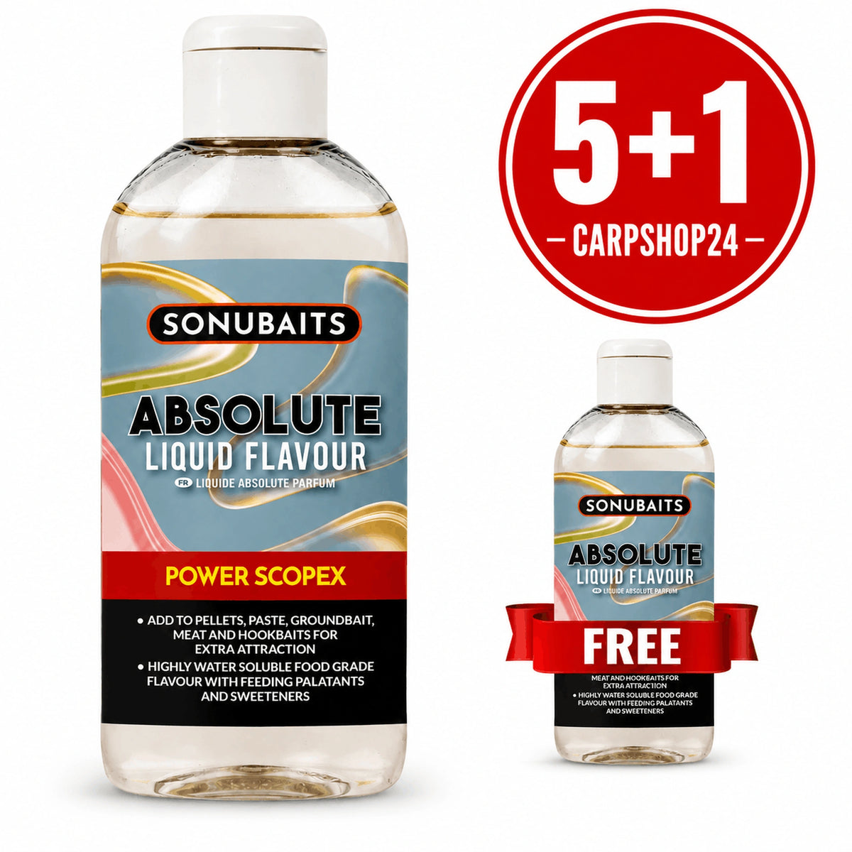 Sonubaits Absolute Liquid Flavour Power Scopex – cover van de 5+1-pakketdeal