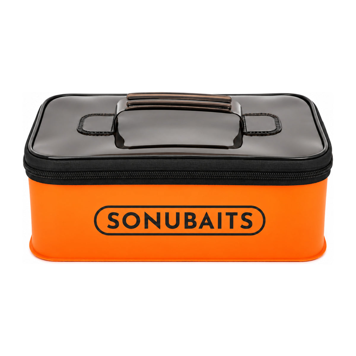 Sonubaits EVA Hookbait Storage Systems Large: gesloten oranje tas met gerookt deksel en draaggreep