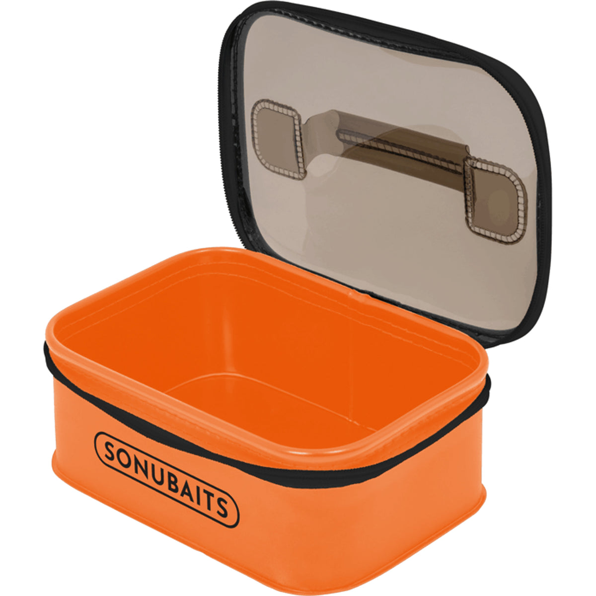Sonubaits EVA Hookbait Storage Systems: compacte lege bak met open gerookt deksel