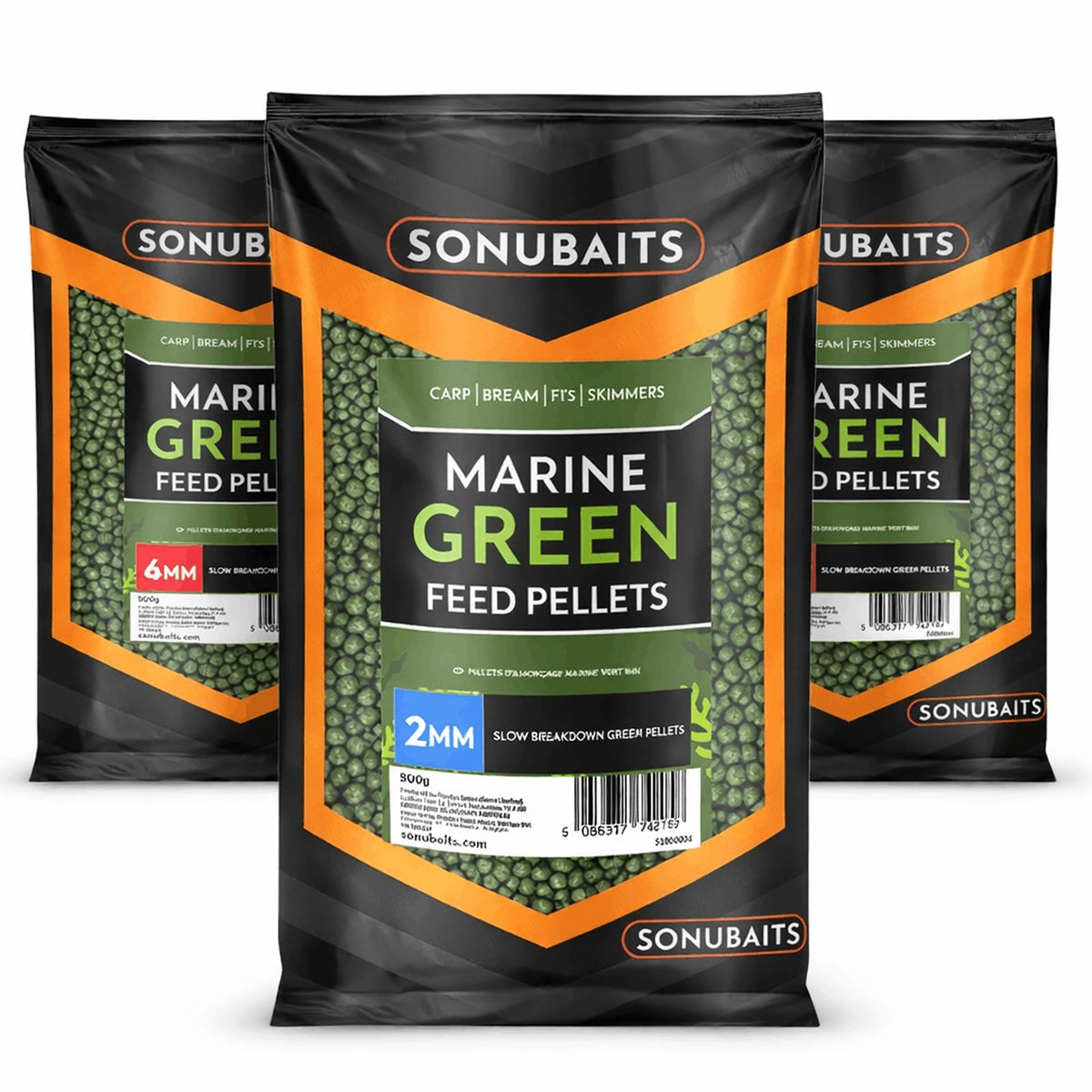 Sonubaits Marine Green Feed Pellets in meerdere maten