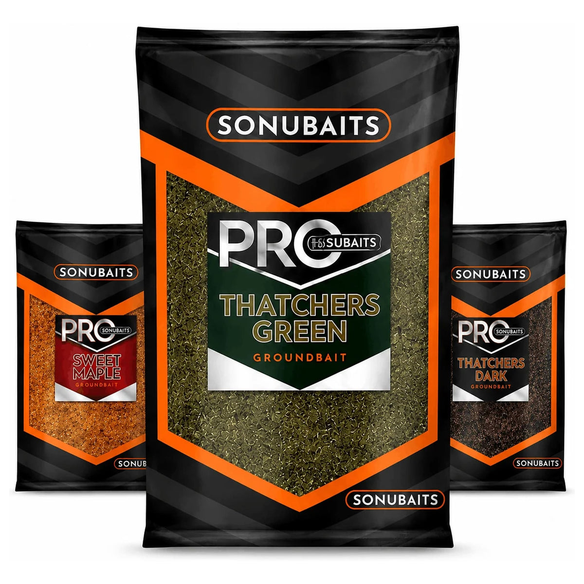 Sonubaits Pro Range 900g assortiment met Thatchers Green centraal