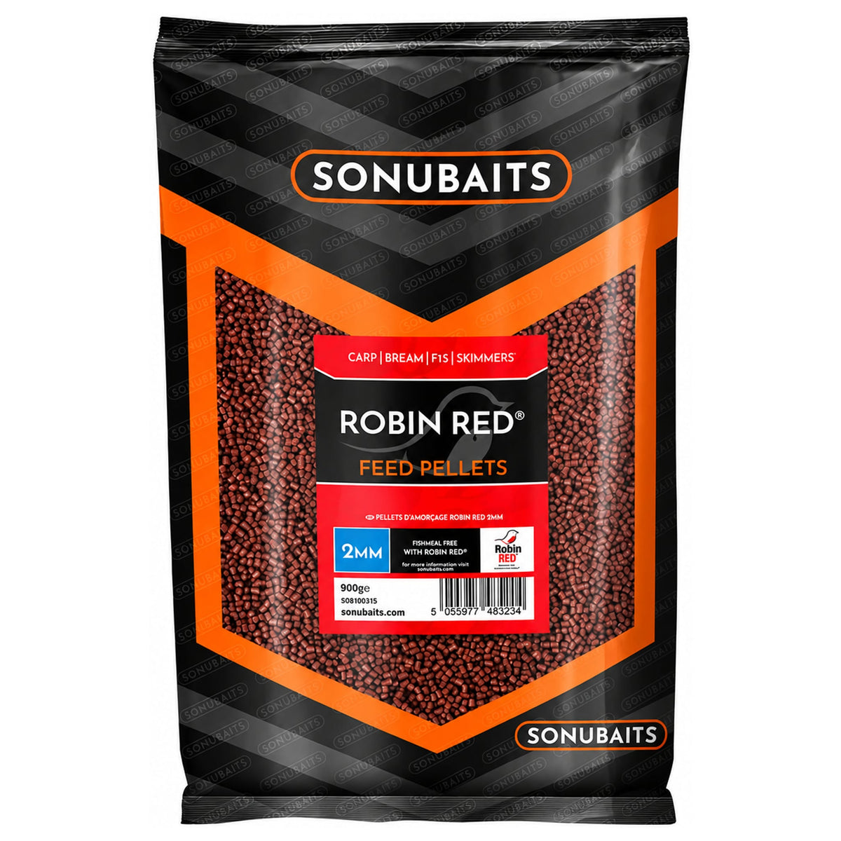 Sonubaits Robin Red Feed Pellets 900g 2mm – productverpakking