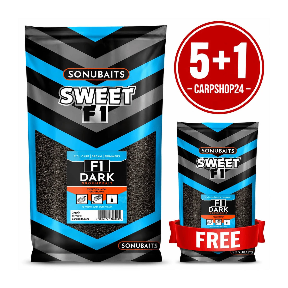Sonubaits Sweet F1 Dark2kg – zwart/cyaan verpakkingen met5+1-actie