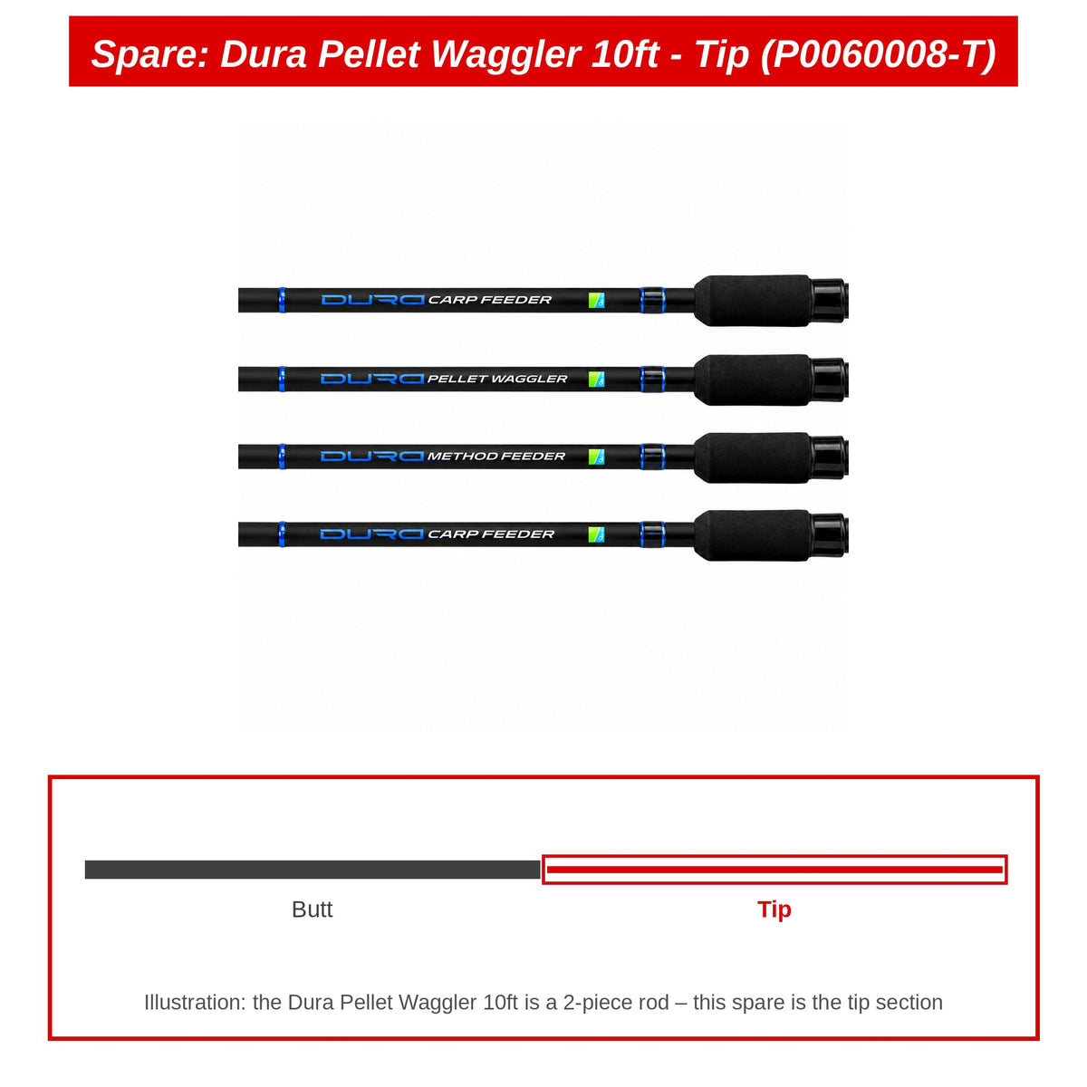 Spare: Dura Pellet Waggler 10ft - Tip (P0060008-T)