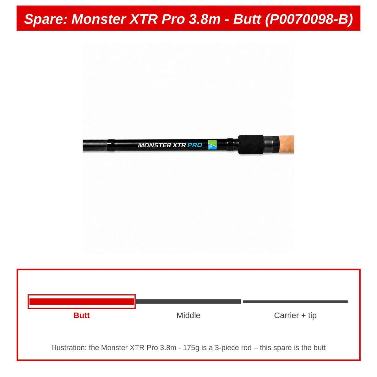 Spare: Monster XTR Pro 3.8m - Butt (P0070098-B)