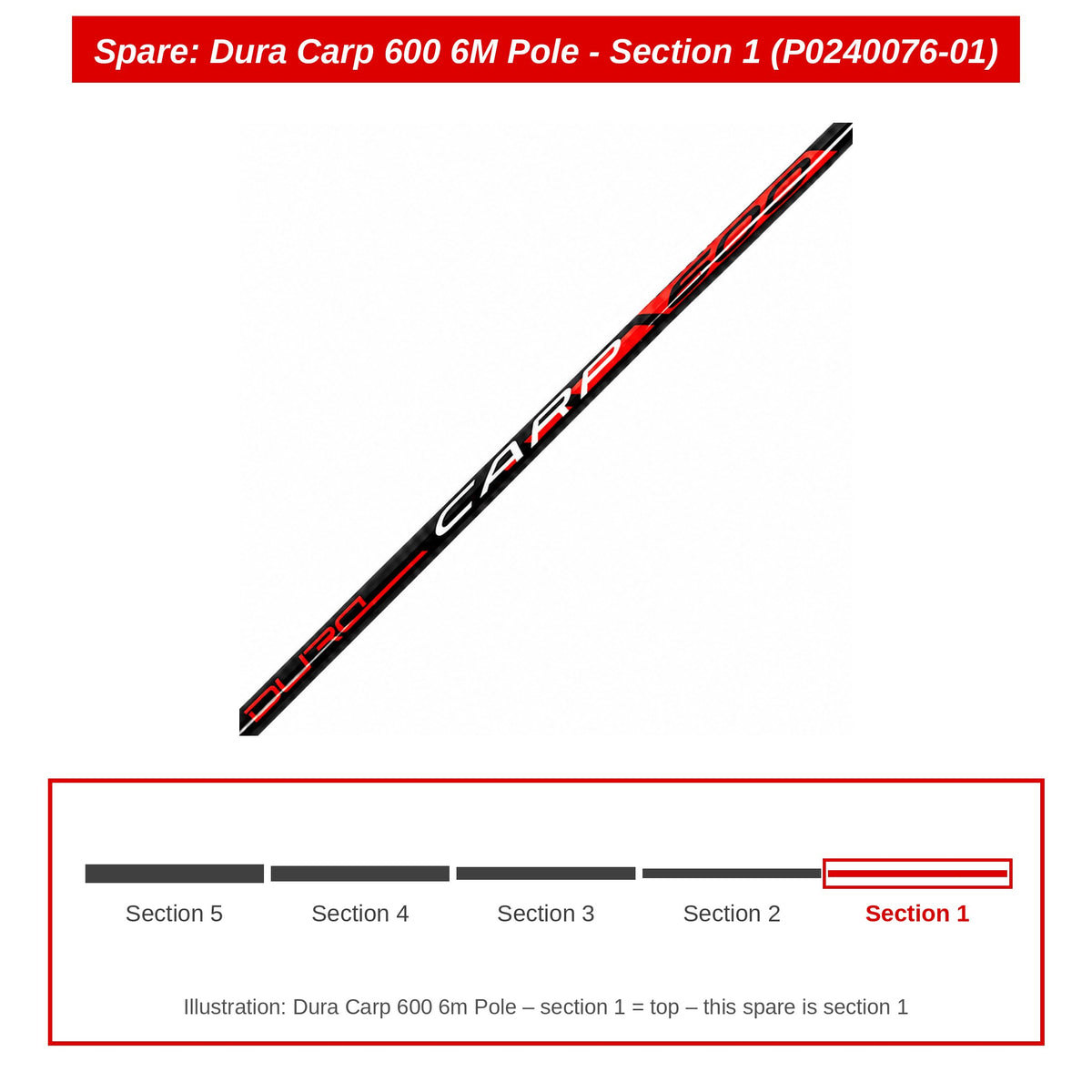 Spare: Dura Carp 600 6M Pole - Section 1 (P0240076-01)