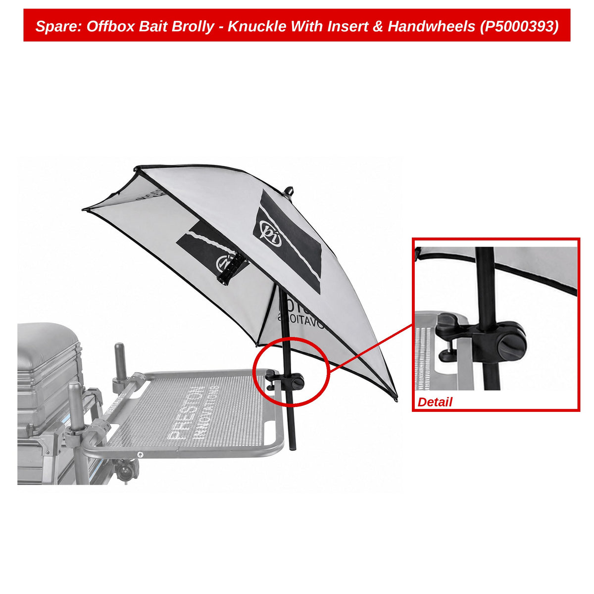 Spare: Offbox Bait Brolly - Knuckle With Insert & Handwheels (P5000393)