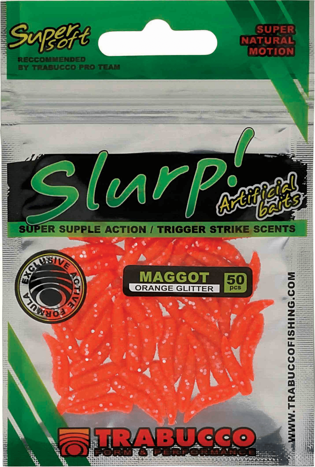 Trabucco slurp bait maggot orange glitter