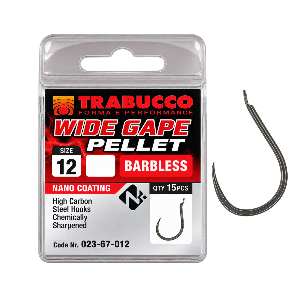 Trabucco Wide Gape Pellet haak zonder weerhaak, maat 12