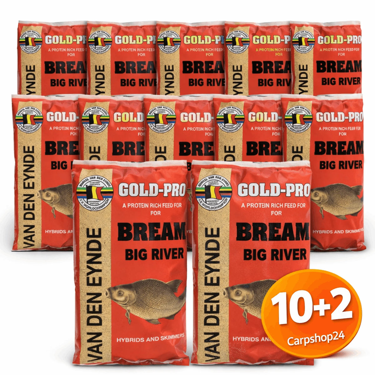 Van Den Eynde Gold-Pro Bream Big River – zakken grondvoer bij de 10+2-pakketdeal