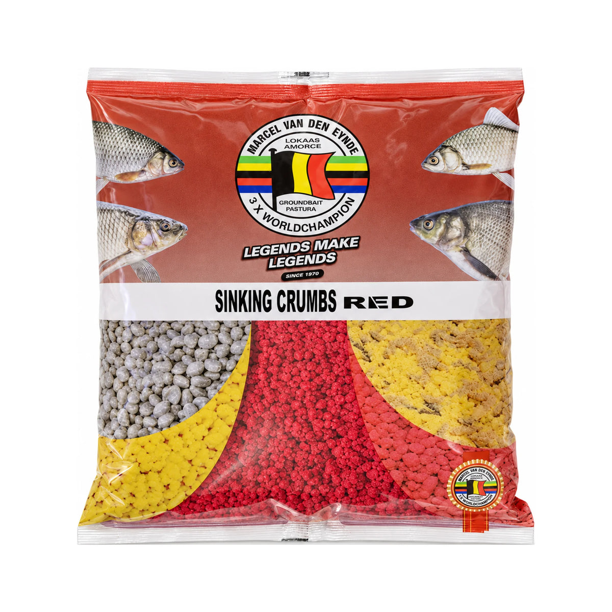 Van Den Eynde Sinking Crumbs Rood 500g – rode zinkende broodkruimels, verpakking