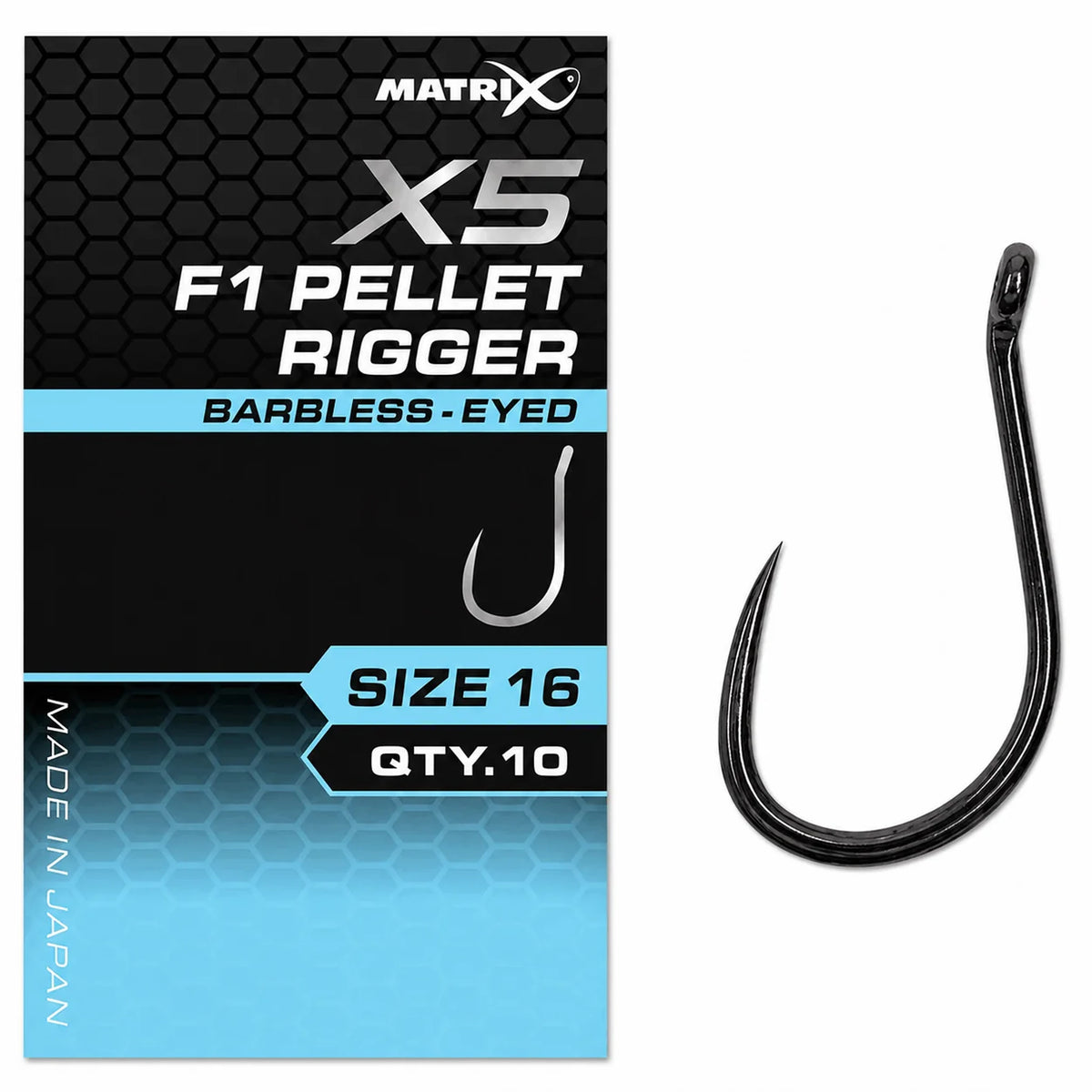 Matrix X5 F1 Pellet Rigger Barbless Eyed – haak met oog zonder weerhaak, maat 16