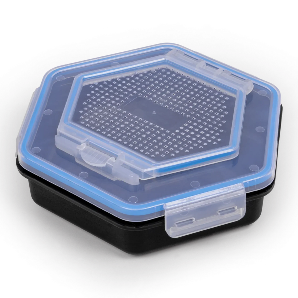 Zebco Secure-Lock Bait Box – gesloten zwarte aasdoos met transparant geventileerd deksel
