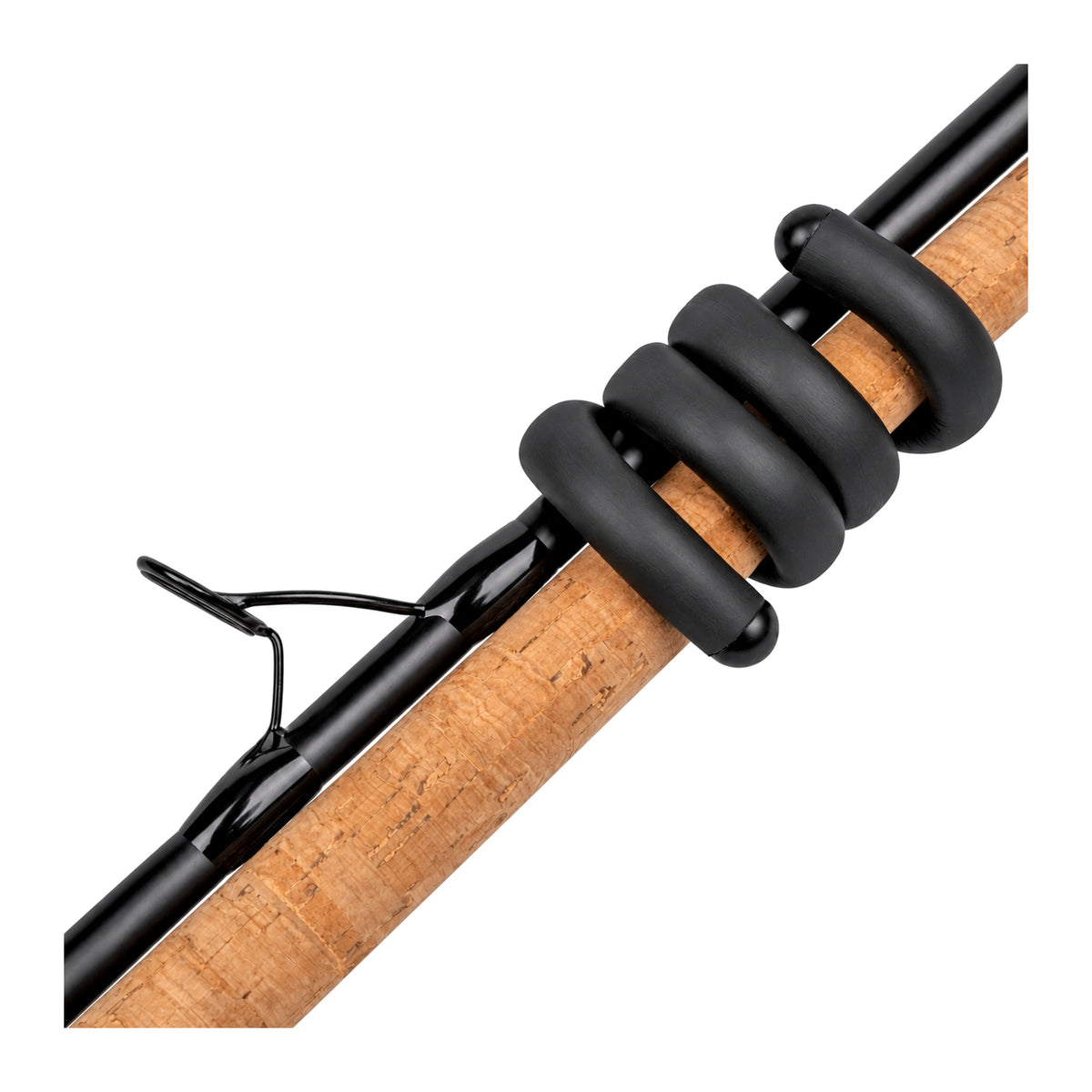 Zebco Trophy Rod Wraps 43cm – zwarte spiraalband om twee hengeldelen met kurkhandvat en geleideoog