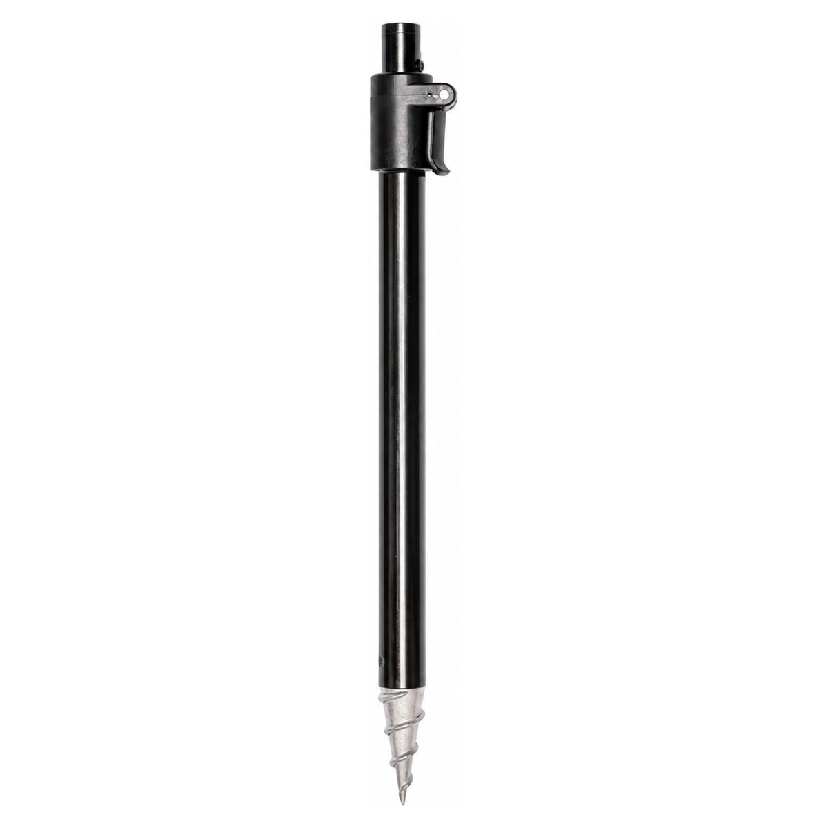 Zebco Trophy Screwpoint Bankstick – volledige zwarte grondsteun met klem en zilveren schroefpunt