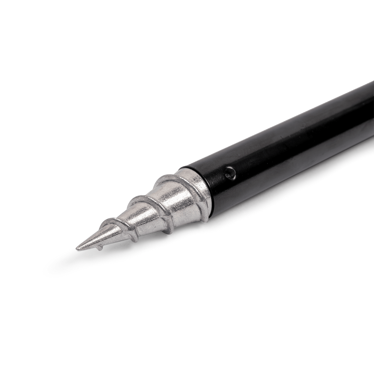 Zebco Trophy Screwpoint Bankstick – zilveren schroefpunt en bevestiging aan de zwarte buis