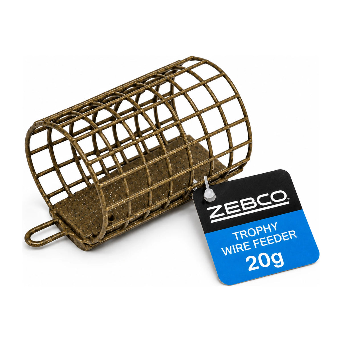 Zebco Trophy Wire Feeder 20g voerkorf met bevestigingsoog en blauw-zwart 20g-label