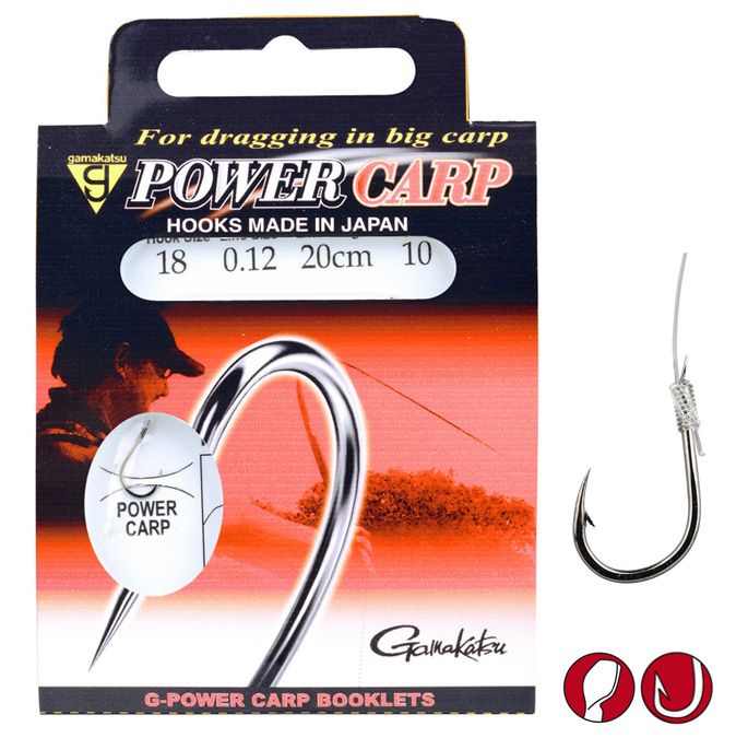 Gamakatsu Power Carp Onderlijnen Met weerhaak 20cm