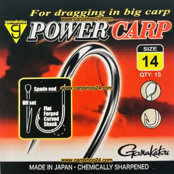 Gamakatsu Power Carp Spade End Barbed Haak Bled Weerhaak Nr 14 185090-1400