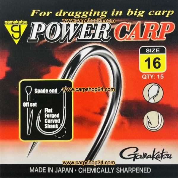 Gamakatsu Power Carp Spade End Barbed Haak Bled Weerhaak Nr 16 185090-1600