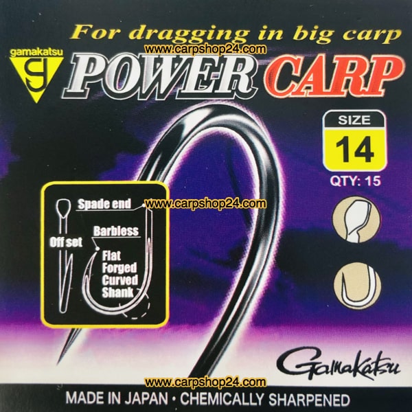 Gamakatsu Power Carp Spade End Barbless Haak Bled Weerhaakloos Nr 14 185091-1400