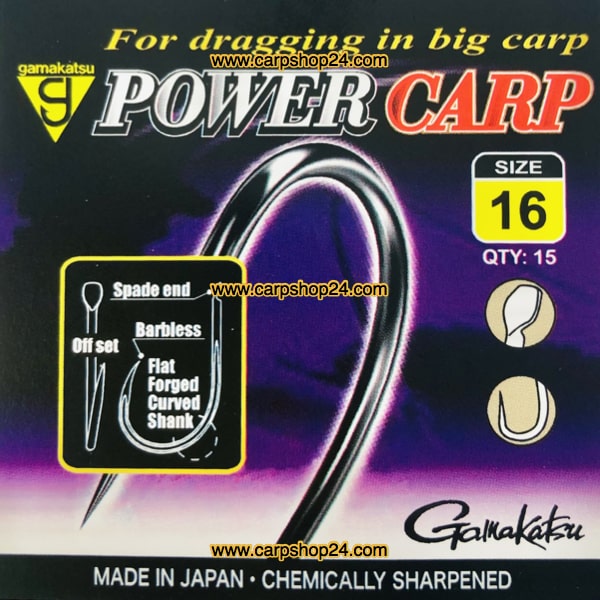 Gamakatsu Power Carp Spade End Barbless Haak Bled Weerhaakloos Nr 16 185091-1600
