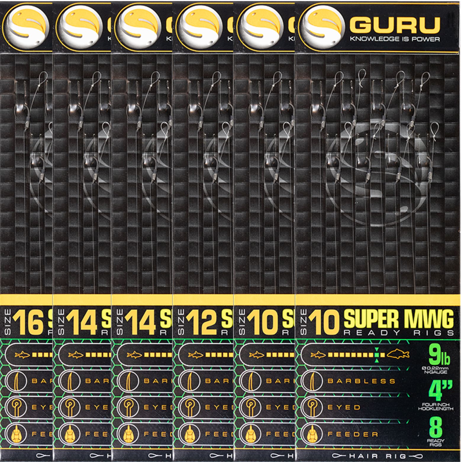 Guru Super MWG 4 Piattaforme Pre-legatte Barbless, 8 Pezzi, Per Pesca Alla Carpa